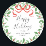 Watercolor Bow Personalized Gift Sticker<br><div class="desc">Add a special finishing touch to every present with this personalized Christmas gift tag sticker, featuring a hand-painted watercolor bow and elegant greenery design. Perfect for holiday gift wrapping, stocking stuffers, and festive party favors, this custom holiday gift tag makes your packages feel extra thoughtful and beautifully coordinated. Personalize with...</div>