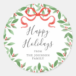 Watercolor Bow Personalized Gift Sticker