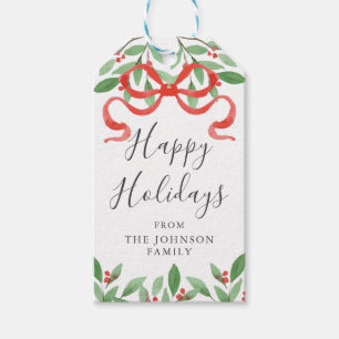 Watercolor Bow Personalized Gift Tag