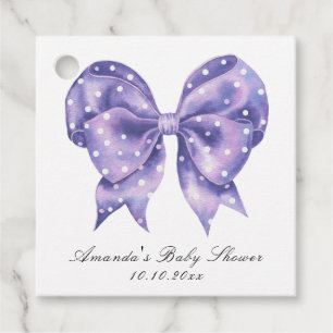 Watercolor Bow Polka Dot Baby Shower Favour Tags