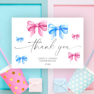 Watercolor Bows - Thank you gender reveal Card
