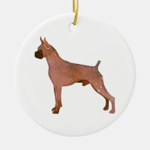 Watercolor Boxer Ceramic Ornament