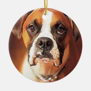 Watercolor Boxer Ceramic Ornament