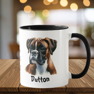 Watercolor Boxer Coffee Brown Personalize Mug