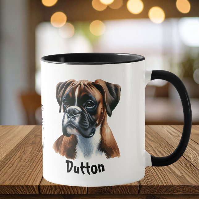  Watercolor Boxer Coffee Brown Personalize Mug (Creator Uploaded)