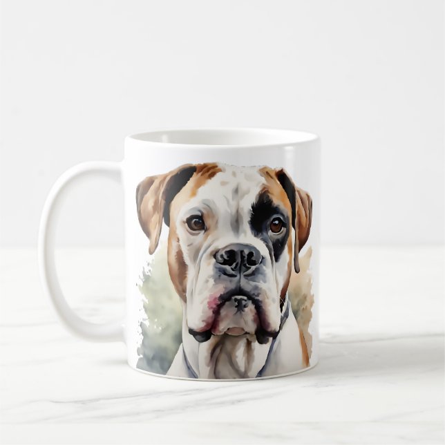 Watercolor Boxer Dog Art  Coffee Mug (Left)