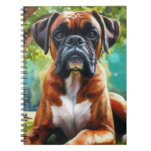 Watercolor Boxer Dog in the Park Notebook