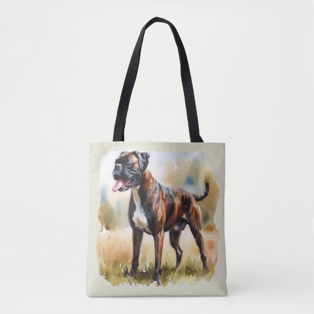 Watercolor Boxer Dog Tote Bag (Front)
