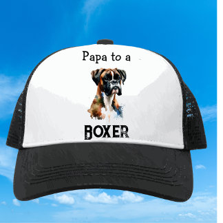 Watercolor Boxer Papa Brown Personalize Trucker Hat