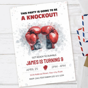 Watercolor Boxing Birthday Invitation