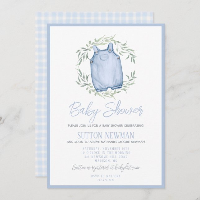 Watercolor Boy Baby Shower Invitation (Front/Back)