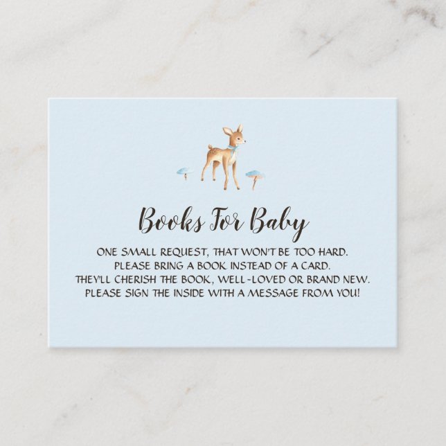 Watercolor Boy Deer with Mushrooms Book Request Enclosure Card (Front)