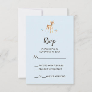 Watercolor Boy Deer with Mushrooms RSVP Card