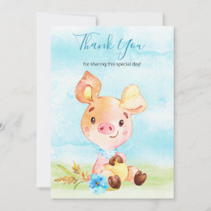 Watercolor Boy Piggy Farm Thank You