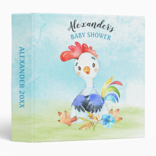 Watercolor Boy Rooster Farm Binder