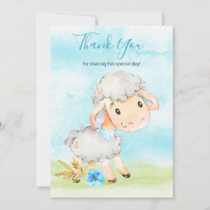 Watercolor Boy Sheep Farm Thank You Card