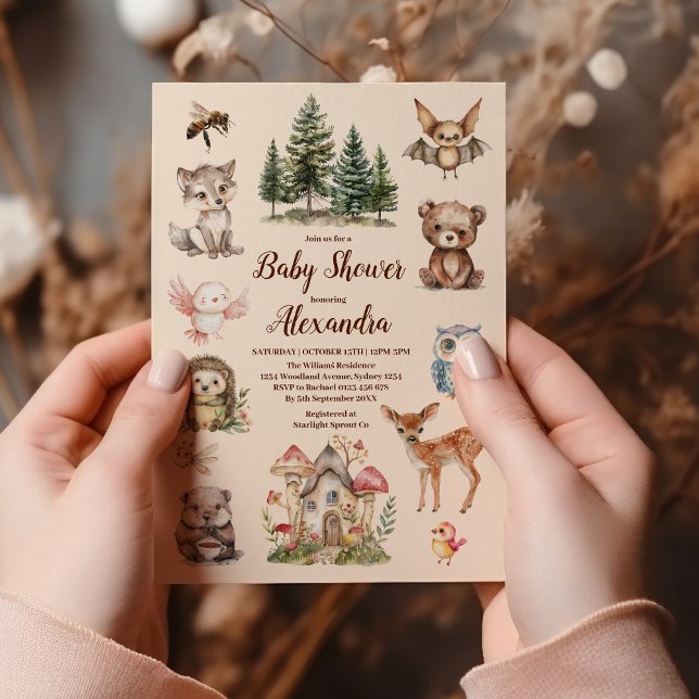 Watercolor Boy Woodland Baby Shower Invitation (Creator Uploaded)