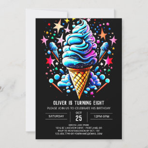 Watercolor Boys Modern Boy Ice Cream Birthday Invitation