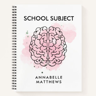 Watercolor Brain Student Subject Spiral Notebook