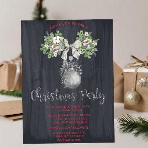 Watercolor Branch,Ball Christmas Party Invitation