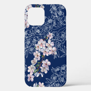Watercolor branch flowers cherry with branch graph iPhone 12 case