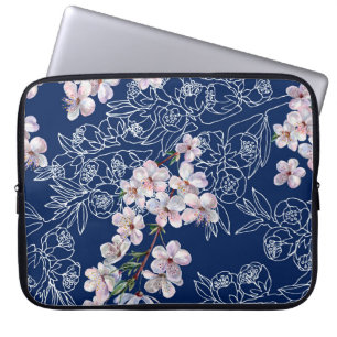 Watercolor branch flowers cherry with branch graph laptop sleeve
