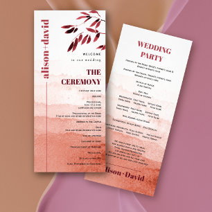 Watercolor branch minimal Japandi wedding program