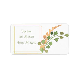 Watercolor Branches Address Labels. Label