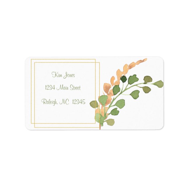Watercolor Branches Address Labels. Label (Front)
