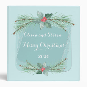 Watercolor branches of spruce, Christmas Binder
