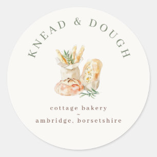 Watercolor Bread Cottage Bakery Classic Round Sticker