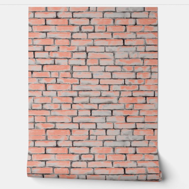 Watercolor Bricks Patterns Orange Grey Grey Custom Wallpaper (Unrolling)