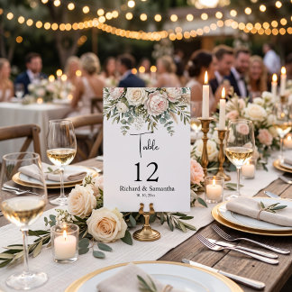 Watercolor, bridal banquet table number