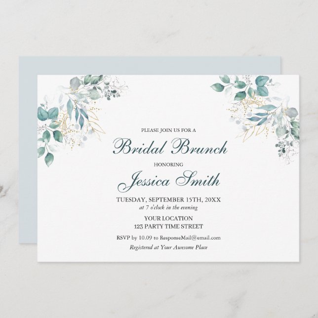 Watercolor Bridal Brunch Invitation (Front/Back)