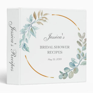 Watercolor Bridal Recipe 3 Ring Binder
