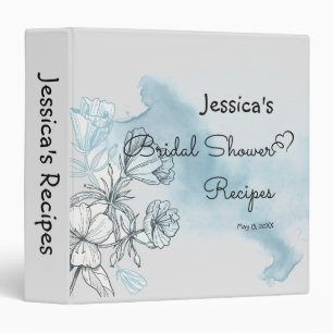 Watercolor Bridal Recipe 3 Ring Binder