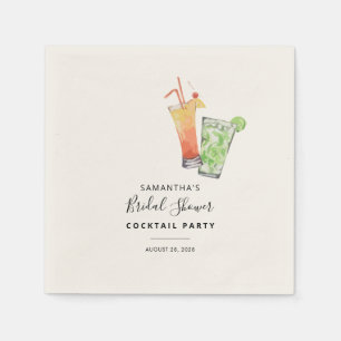 Watercolor Bridal Shower Cocktail Party  Napkin