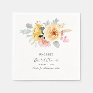 Watercolor Bridal Shower Floral Modern Botanical Napkin