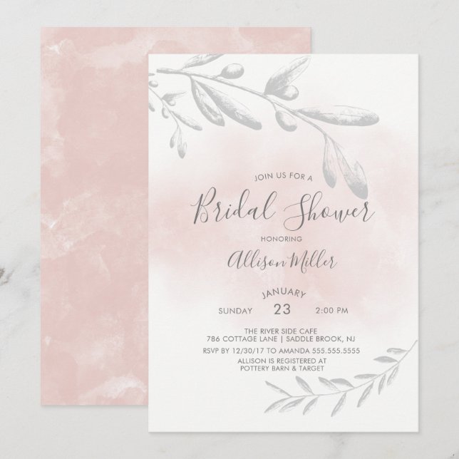 Watercolor Bridal Shower Invitation (Front/Back)
