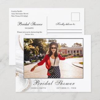 Watercolor Bridal Shower PHOTO Invitation Postcard