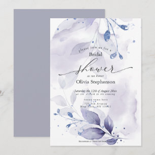 Watercolor Bridal Shower Rustic Violet Foliage Invitation