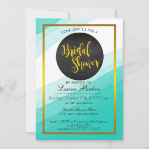 Watercolor Bridal Shower Teal Beach Classic Invitation