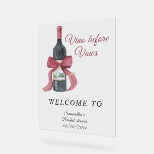 Watercolor Bridal shower Wine Bow Welcome  Acrylic Sign