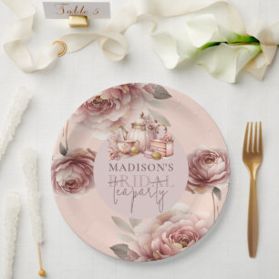 Watercolor Bridal Tea Shower Personalized Paper Plate