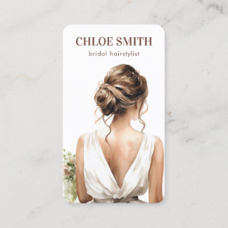 Watercolor Bride Bridal Hairstylist Wedding Pro Business Card
