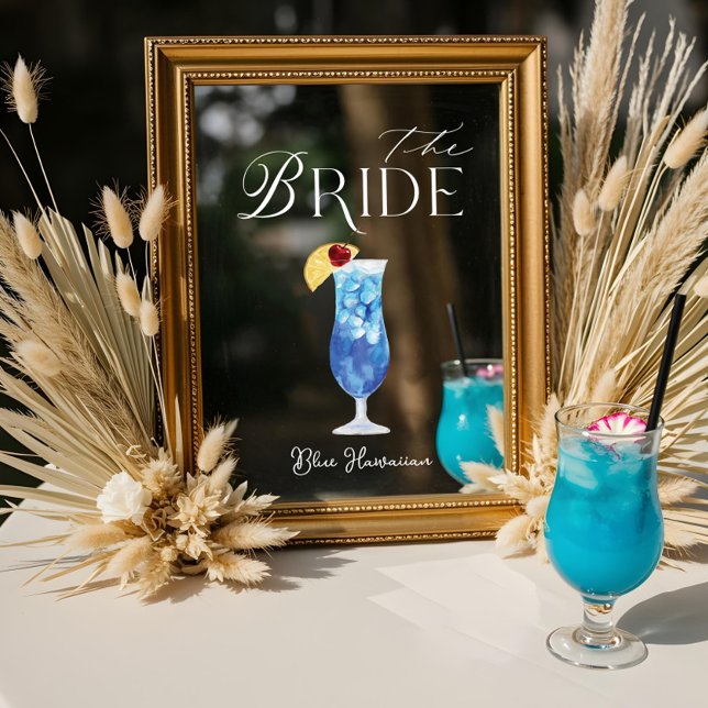 Watercolor Bride Cocktail Wedding Bar Sign Cling (Watercolor Bride Cocktail Wedding Bar Sign Cling)