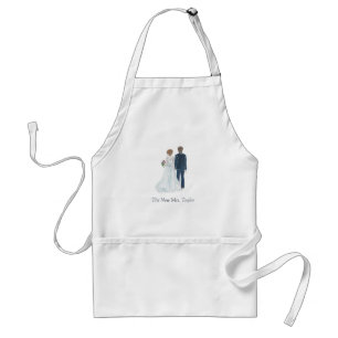 Watercolor Bride & Groom Newlywed Baking Cooking Standard Apron