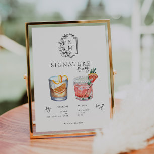 Watercolor   Bride & Groom Signature Drink Poster