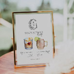 Watercolor | Bride & Groom Signature Drink Poster<br><div class="desc">Personalize this sign with the names of the bride and groom and their favourite drink choice. Different cocktail illustrations can be made by request. Add your custom wording to this design by using the "Edit this design template" boxes on the right-hand side of the item or click the blue "Customize...</div>