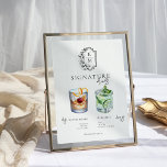 Watercolor | Bride & Groom Signature Drink Poster<br><div class="desc">Personalize this sign with the names of the bride and groom and their favourite drink choice. Different cocktail illustrations can be made by request. Add your custom wording to this design by using the "Edit this design template" boxes on the right-hand side of the item or click the blue "Customize...</div>